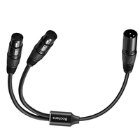 Bochara 3pin XLR Male ke Dual Female Y kabel Splitter Foil + jalinan terlindung untuk mikrofon Mixer Amplifier 50cm 1.5m 3m
