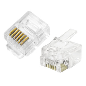 Mạ Vàng Pha Lê đầu cắm 6P4C mạng RJ 12 điện thoại nam Modular Cáp cắm RJ11 RJ12 6P6C kết nối - Product Image 1