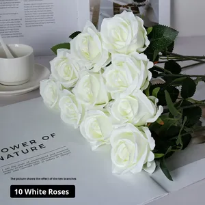 Ramo de Rosas Artificiales de Plástico para el Día de San Valentín, Decoración para el Hogar, Rosas de Tela con Alambre de Plástico para Sala de Estar y Mesa de Comedor - Product Image 6