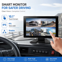 Sistema de Cámara para Vehículos con IA BSD de 10.1 Pulgadas, Monitor Cuádruple AHD de 4 Canales, Detección de Peatones, Kit de Monitoreo de Punto Ciego para Camiones y Autobuses