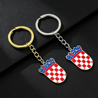 Porte-clés plaqué or 18 carats en acier inoxydable, motif drapeau et carte de la Croatie, emblème HOS pour la maison, prêt à l'emploi