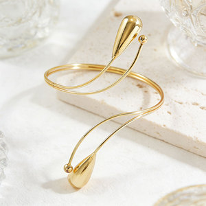 Water Drop Gold Plated Alloy <b>Cuff</b> Bracelet For Women Trendy Party Fashion <b>Arm</b> Jewelry - Product Image 6