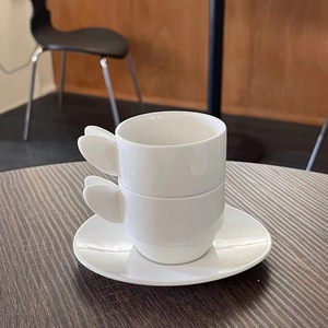 <b>Creative</b> European Style Ceramic Coffee Cup Saucer Set Pure White Mini Latte Cup Afternoon Tea Cup Simple Design Porcelain <b>Gift</b> - Product Image 3