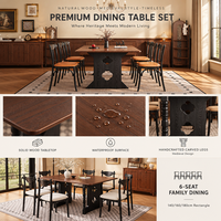 Table à manger rectangulaire de luxe avec base géométrique découpée unique, meuble en bois de frêne massif durable pour restaurant