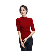 Pull en laine 100% pour femme, col rond, design populaire printemps-été, pull doux à manches courtes pour l'été