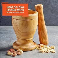 Ensemble mortier et pilon en bois massif avec base à trois niveaux, moulin à épices en bois fait main pour broyer l'ail, le gingembre et les herbes