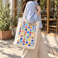 Sac fourre-tout en coton personnalisé avec motif lettres, réutilisable, avec poignées, GF-111