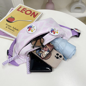 Sac de Poitrine Simple et Mignon pour Femme, Léger avec Fermeture Éclair, Sac Bandoulière Étudiant Jaune Rose Vert Violet Été 2025 - Product Image 4