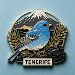 Imán de recuerdo personalizado de la Isla de Tenerife, Monte Teide, Volcán, en plata antigua, con lagarto 3D de metal, para nevera - Product Image 4