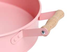 Bandeja redonda de Metal para servir en la cocina, plato de exhibición de decoración de frutas y alimentos con mango de madera - Product Image 5