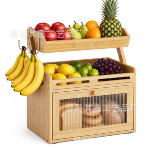 Caja de pan de bambú con ventana de visualización, cajón de almacenamiento de alimentos de madera para organizar frutas y pan en la cocina - Product Image 2