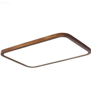 Plafonnier moderne rétro couleur noyer avec abat-jour en acrylique, ultra-fin, télécommande, lumière LED pour chambre à coucher et salon - Product Image 5