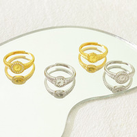 Petite bague dorée en cuivre, style Instagram, sertie de diamants, à ouverture réglable, pour couple, à porter sur l'index
