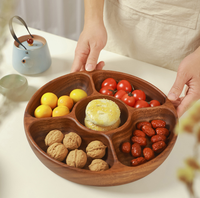 Plateau de rangement en bois haut de gamme, style rond chinois, à 5 compartiments, avec couvercle, pour noix, bonbons et thé, pour table