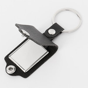Venta al por mayor sublimación llavero de <span class=keywords><strong>metal</strong></span> en blanco llaveros de cuero PU para diseños personalizados - Product Image 1