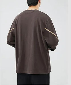 เสื้อยืดคอกลมแขนยาวผ้าฝ้ายแท้สำหรับผู้ชายเสื้อยืดคอกลมทรงหลวม - Product Image 5