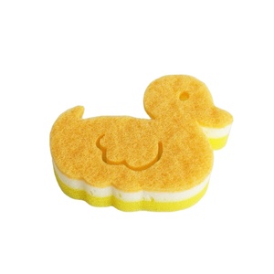 Yellow Duck Shape Cleaning <strong>Scrub</strong> Sponge Pad, Used for Kitchen Cleaning Sponge - Product Image 1