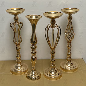 Centro de mesa de boda de plomo, soportes de floreros dorados, decoración - Product Image 3