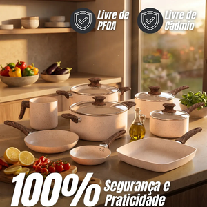 Ensemble de 12 ustensiles de cuisine en céramique antiadhésifs avec poignées en bois et couvercles en verre pour cuisinières à gaz et à induction, design moderne - Product Image 2