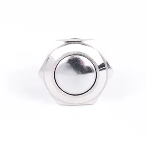 16 mm sphericity head small Waterproof Metal Push Button Self-rest 3/6/12/24/110/220V Switch no LED waterproof PINS