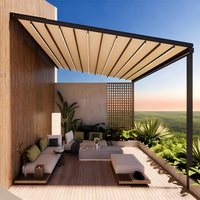 Pergola de luxe rétractable avec toit manuel en aluminium, membrane PVC imperméable, auvent pliant pour villa, patio, jardin, balcon extérieur, télécommande