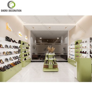 Gabinetes de exhibición elegantes para tienda de zapatos, soportes de exhibición de tienda de zapatos de gama alta con decoración de estante de exhibición de zapatos de madera - Product Image 1