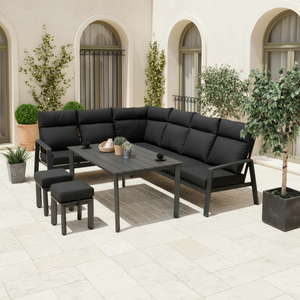 Muebles de Jardín de Alta Gama en Forma de L con Recubrimiento en Polvo, Conjunto de Esquina para Patio - Product Image 1