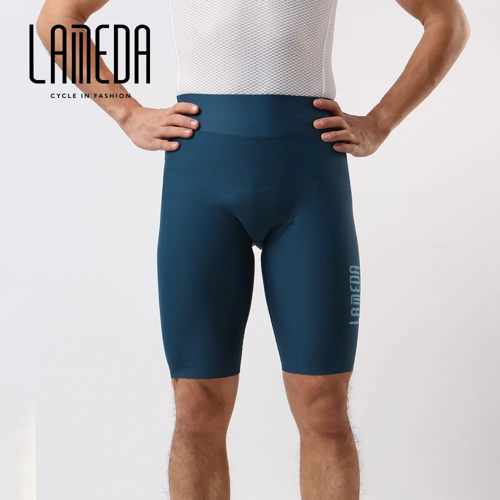 LAMEDA Sublimation Printing Blue Black High Ended Padded Mens Cycling Shorts