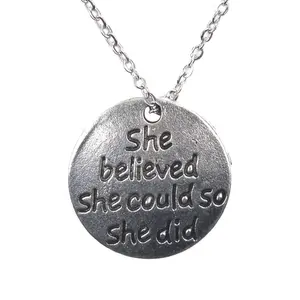 Graduation Gift She Believed She Could So She Did Stainless Steel Chain Inspirational Necklace
