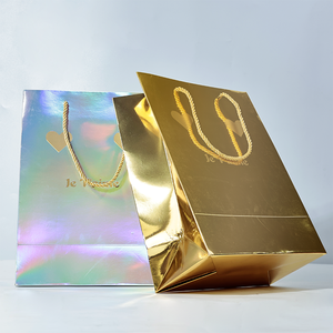 Vendita all'ingrosso Eco Friendly riciclare porta via Shopping grande borsa di carta in cartone oro olografico con manici - Product Image 2