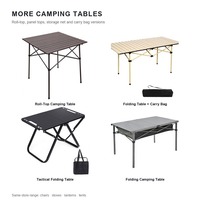 Table de camping pliante en aluminium, hauteur réglable, avec sac de rangement en filet - Utilisation pour le camping, la plage, les pique-niques, la chasse et les sorties en plein air