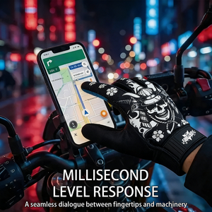 FUNTIMES Guantes de dedo completo con diseño de <span class=keywords><strong>tatuaje</strong></span> japonés y diseño de flor de <span class=keywords><strong>cerezo</strong></span> en las puntas de los dedos para hombres/mujeres - Product Image 2