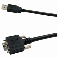 Transfer Data 10Gbps 5Gbps USB 3.0 Tipe a jantan ke kabel USB 3.0 mikro B dengan kunci sekrup ganda untuk kamera industri