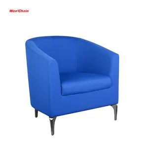 Modern arm blue fabric single seat sofa luxury office lobby reception area tub chair relax lounge office chair