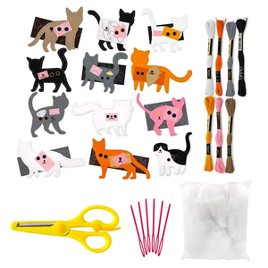 Kit de couture DIY en peluche de laine pour chat 2025 pour enfants de 4 à 6 ans, ensemble d'artisanat d'animaux en peluche faits à la main, jouet éducatif, création de chat en peluche - Product Image 3