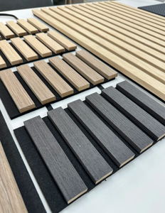 แผ่นผนังอะคูสติกโค้ง MDF ไม้ระแนงลาย 3 มิติ แผ่นปิดผิวแบบร่อง สำหรับบ้านและโรงแรม ดีไซน์แบบจำลอง 3 มิติ - Product Image 5