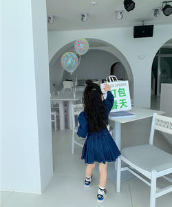 Conyson Completo da <span class=keywords><strong>Bambina</strong></span> in <span class=keywords><strong>Denim</strong></span> Morbido a Due Pezzi Boutique Autunno Primavera 2023 Nuovo Design <span class=keywords><strong>Camicia</strong></span> con Revers e Gonna a Pieghe - Product Image 5