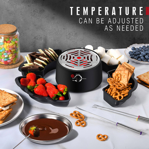 Nouvel ensemble de fête électrique 2-en-1 : Machine à fondue au chocolat et machine à barbe à papa avec 4 fourchettes et assiette à fruits - Product Image 4