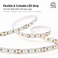 Bande lumineuse LED SMD 2835 12V 24V, flexible et découpable, pour éclairage sous comptoir, armoire, placard, cuisine