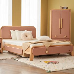 Solo B2B Boori fábrica directamente lujo diseño moderno madera maciza cama de lujo para niños tamaño completo Rosa niños niñas camas marco - Product Image 2
