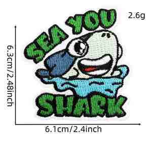 Parches Bordados Termoadhesivos con Dibujos Animados Divertidos de Camarones, Tiburones, Pandas, Alpacas y Pingüinos para Decoración - Product Image 4