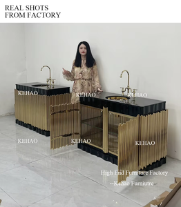 <span class=keywords><strong>Meuble</strong></span> de salle de bain design italien personnalisé <span class=keywords><strong>avec</strong></span> évier en acier inoxydable plateau en marbre <span class=keywords><strong>noir</strong></span> lavabo de petite taille - Product Image 6