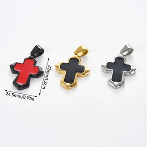 Pendentif croix en acier inoxydable, petit et mignon, pour collier, pour hommes et femmes, émail coulant, poli à la main, breloques tendance, bijoux cadeaux, 1 pièce - Product Image 6