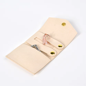 Bolsa Organizadora de Joyería Plegable de Microfibra con Logotipo Personalizado, Estuche de Almacenamiento para Aretes, Empaque Plegable para Joyería Pequeña - Product Image 1