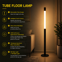 Lampe de sol télescopique à hauteur réglable, design moderne LED, double source lumineuse, contrôle par application et Wi-Fi