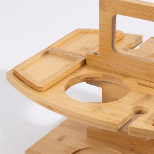 Mesa <span class=keywords><strong>de</strong></span> picnic <span class=keywords><strong>de</strong></span> bambú <span class=keywords><strong>de</strong></span> 6 plazas para exteriores con soporte para vino y vidrio, perfecta para fiestas en el jardín, camping y cenas en la playa - Product Image 2