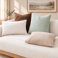 Sarung Bantal Chenille Bertekstur Tenun Slub Vertikal, Sarung Bantal Hias Warna Bumi untuk Sofa