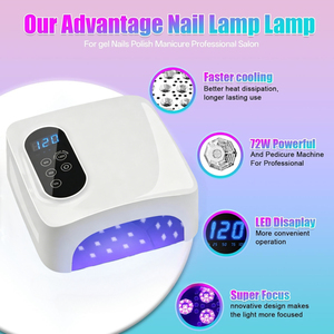 Lampe à ongles UV LED 72W avec capteur tactile, durcissement automatique 120s, séchage rapide, corps en plastique, prise US - Product Image 3