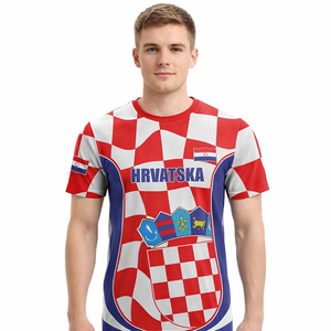 Maillot d'entraînement de football de <span class=keywords><strong>Croatie</strong></span> pour hommes, t-shirt à coupe classique, respirant, manches courtes, impression personnalisée du drapeau, sublimation, haut de sport de football - Product Image 2