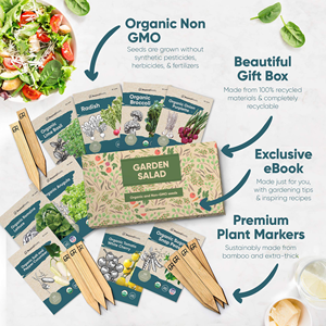 Coffret cadeau de Semences de légumes patrimoniaux certifiés biologiques, lot de 9 sacs de culture de plantation, tomates cerises, laitue romaine, pois pression sucre - Product Image 3